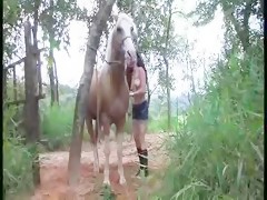 Chica sexy bailando con el caballo