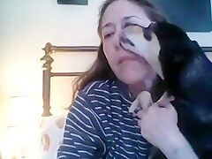 Woman makeout with dog
